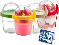 4 Pack 17 Oz on the Go Yogurt Parfait Cups with Lids  Spoons - Breakfast Plasti