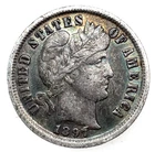 1897 Silver Barber Dime Mint Error: Extra Bar on # 7  10c U.S Toned Coin
