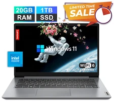Lenovo IdeaPad Laptop Computer 14" Intel Processor 20GB RAM & 1TB SSD, Win 11
