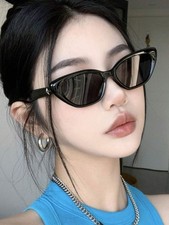 Retro Vintage 90s Narrow Cat Eye Sunglasses for Women Small Frame Y2K