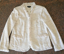Tahari ASL Light Tweed Weave Fringe Cotton Bl...