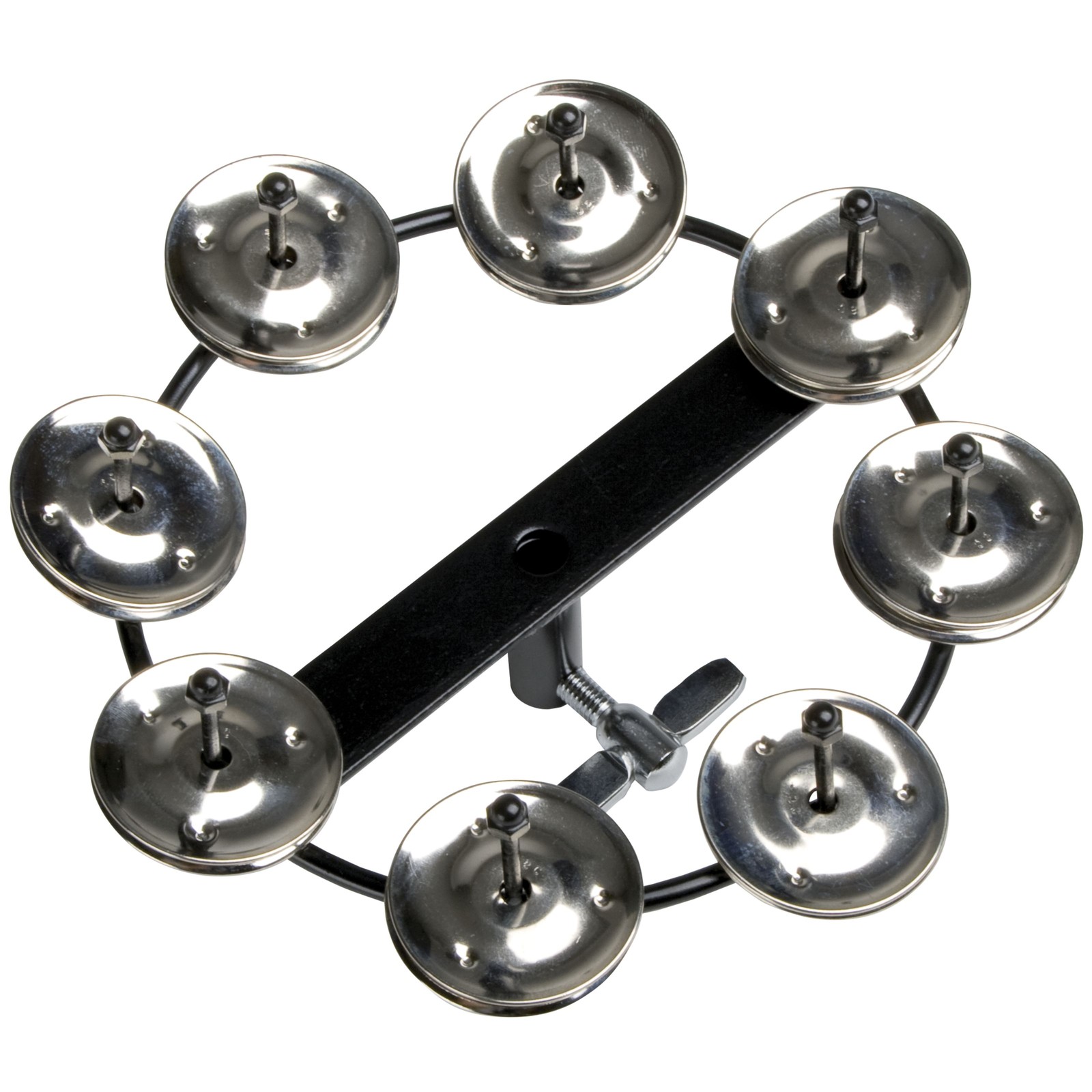 Jingle HiHat Tambourine, Einreihig, Stahl, Schwarz, Montierbar, Klaren Sound