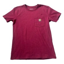 Carhartt T Shirt Womens S 4-6 Loose Fit 103067 R60 Pink Pocket S/S Logo Grunge