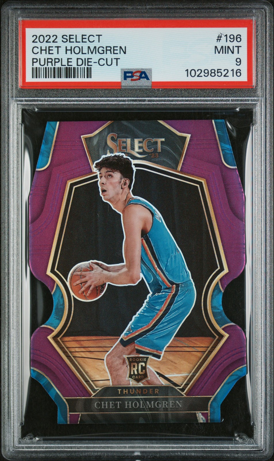 2022-23 Panini Select #196 Chet Holmgren Purple Prizms Die Cut PSA 9 #/99 RC