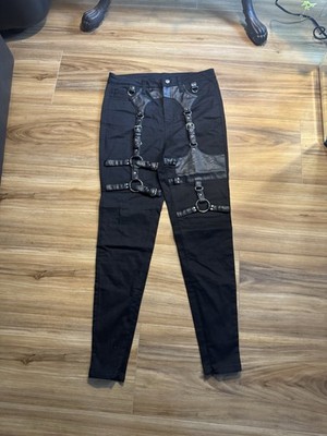 Restyle Brand Women's Black Grunge, Goth  Harness Style Pants Size Medium