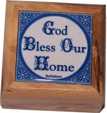 First Communion Rosary Box - Bethlehem Olive Wood Ceramic - God Bless Our Home 