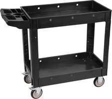 Service Utility Cart Plastic Rolling Tool Cart 2-Shelf 550LBS Heavy Duty
