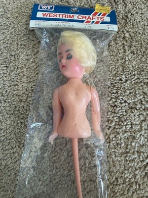 VTG NOS Westrim Crafts Blond Half Doll Plastic Pick w/ Hair Blinking Eyes Craft
