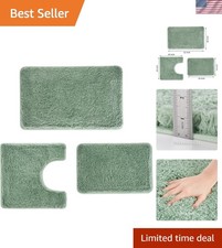 3 Pieces Luxury Bathroom Rug Set with U-Shaped Toilet Rug, Non-Slip Rubber Bo...