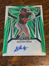 DILLON HEAD 2023 LEAF METAL AUTO 2/5 GREEN PRIZM REFRACTOR MIAMI MARLINS