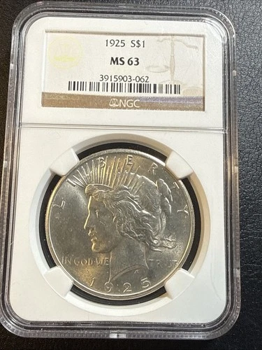 1925 $1 Peace Silver One Dollar US NGC MS63 Philadelphia