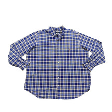 Ralph Lauren Shirt Mens 2XB Big Blue White Plaid Long Sleeve Button Down Cotton