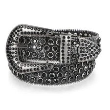Women Men Rhinestones Belt,Bling Western Cowgirl Cowboy Studded Leather Belt