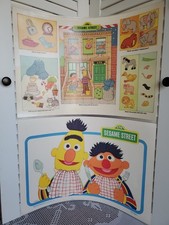   Set 2 VTG 1981 Sesame Street Placemats Bert Ernie Cookie Monster CTW 2 Sided