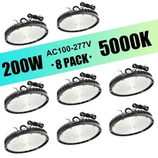 8 Pack 200W UFO LED High Bay Light Fixture Commercial Warehouse Shop Lighting UL