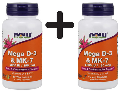 2 x NOW Foods Mega D-3 & MK-7 - 60 vcaps (444,33 EUR/kg)