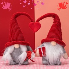 Valentine's Day Gnomes Plush Elf Decorations - 2PCS Mr Mrs Conjoined Red He...