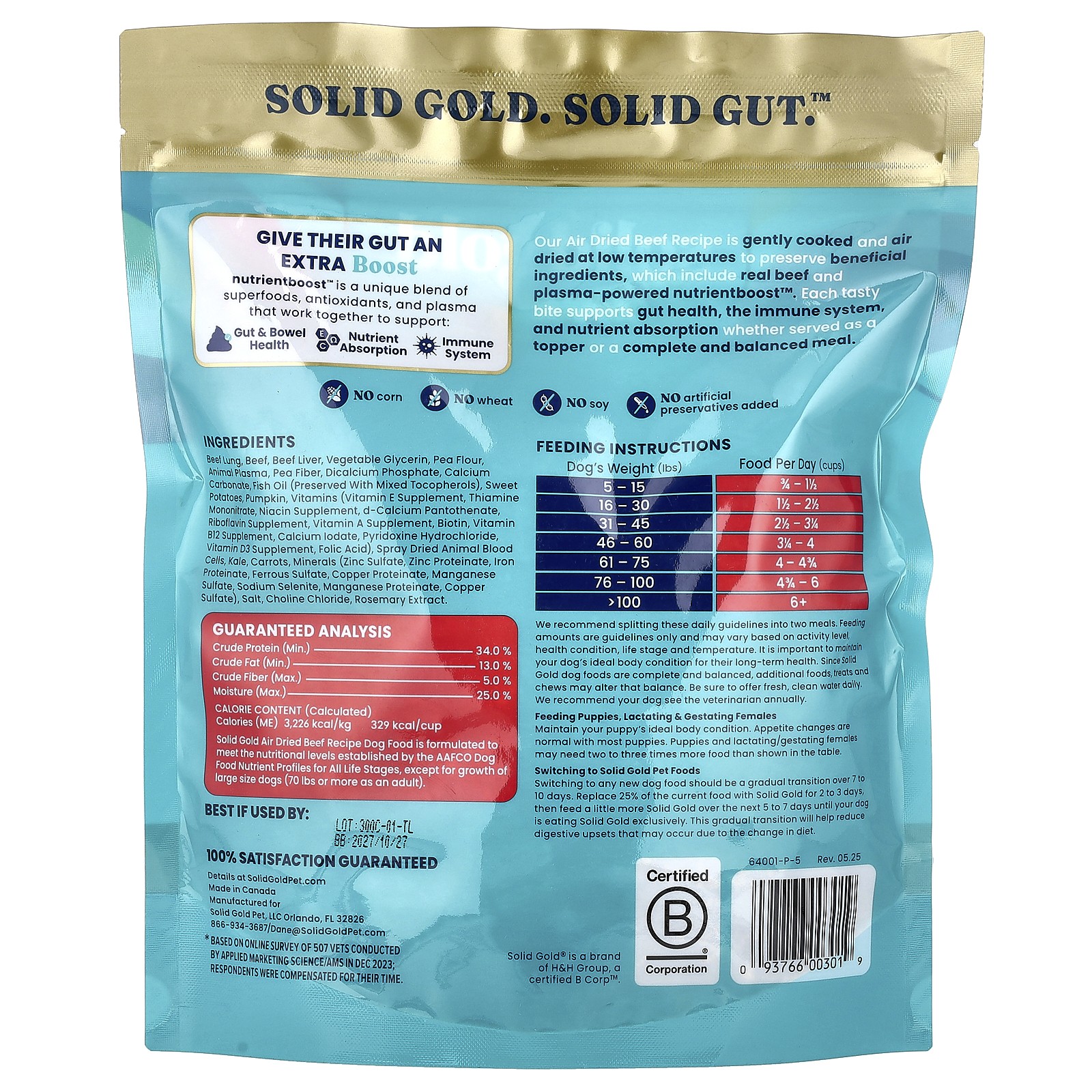 Air Dried Complete Meal & Topper, For Dogs, Beef Recipe, 1 lb (453 g)
