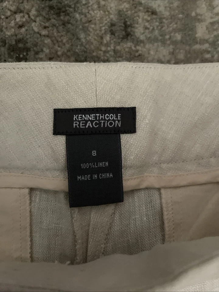 Kenneth Cole 100% linen wide leg dress pants Sz 8 - Image 2 of 4