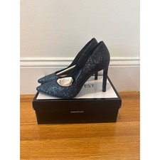 Nine West Tatiana Glitter Pointed Toe Stiletto Heels Pumps Shoes Black 9.5M