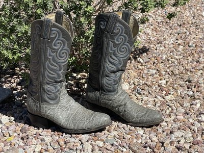 Tony Lama Gray Elephant Print Cowboy Boots Made In Texas USA  display picture 3