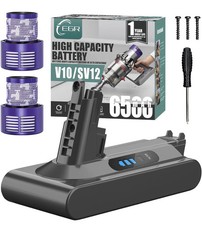 EGR High Capacity 6500mAh V10/SV12 Battery Replacement for Dyson Vacuum w/Filter