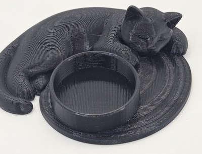 Adorable Circular Black Cat Candle Holder