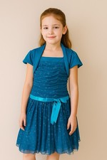 Girls Blue Sparkly Party Dress