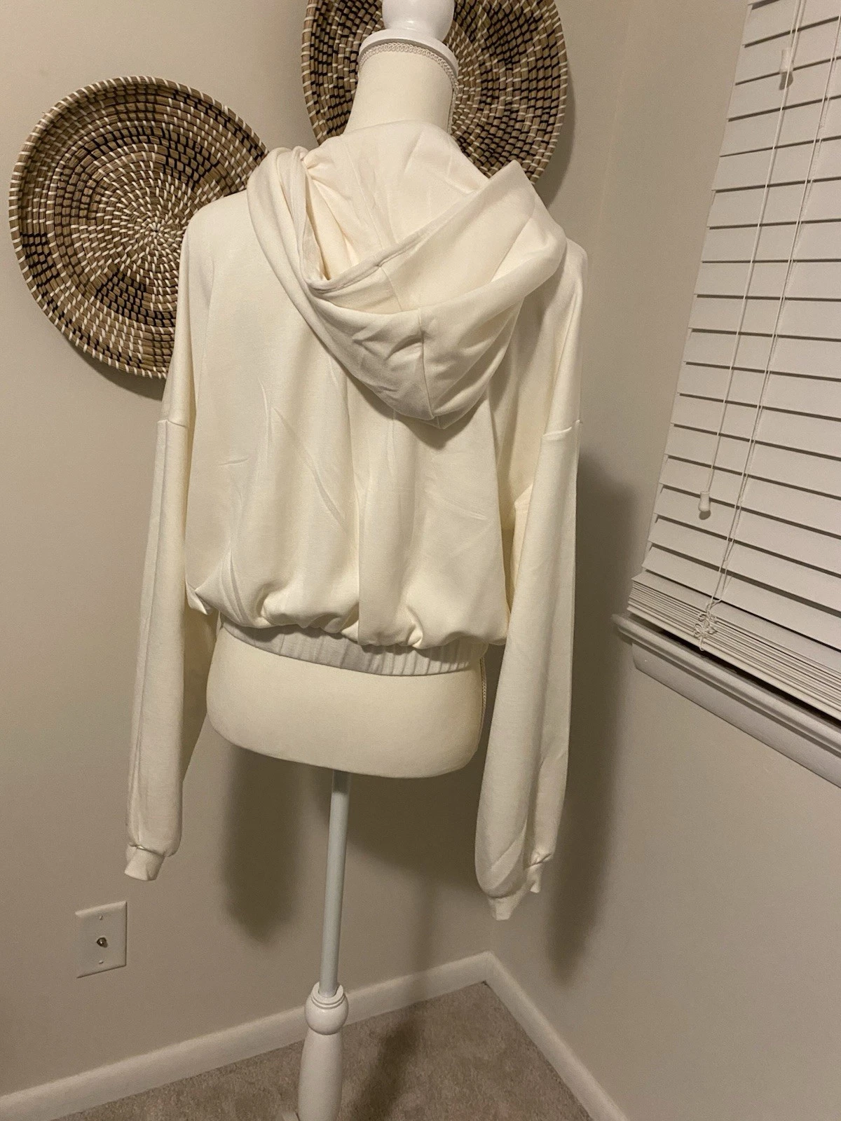 OFF WHITE Tinseltown Felpa con Cappuccio e Zip Cropped Crema Junior XL