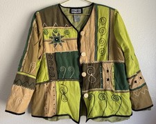 Vtg Indigo Moon Artsy Coat Bohemian 90’s Hippie Patchwork Button Up Jacket Sz L