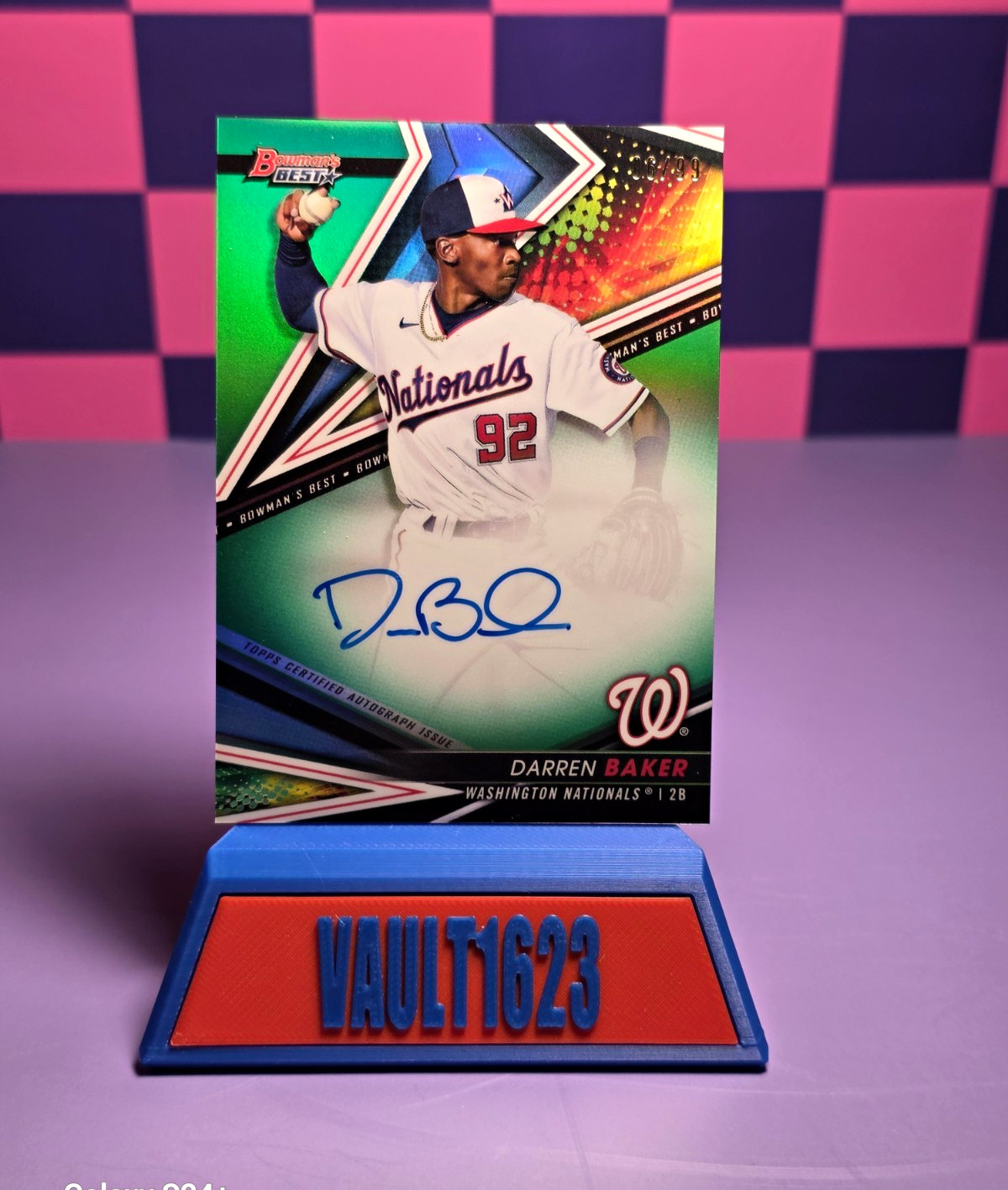 Topps 2022 Bowman's Best Darren Baker B22-DBR Green Refractor Auto RC /99