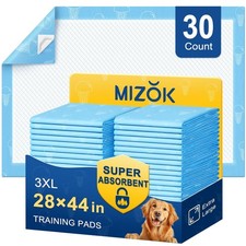 MIZOK XXL Pee Pads for Dogs Super Absorbent Extra Heavy Duty 28x44in 30Ct