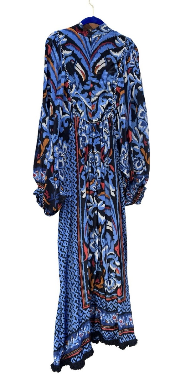 black toucans scarf long sleeve maxi dress FARM RIO Anthropologie Black Toucans Scarf Long Sleeve Maxi Dress medium