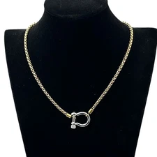 Gold Silver Plated Horse Bit Chain Necklace Layering Old Money Style Classic
