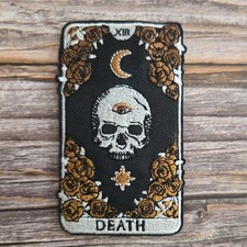 Death Tarot 3rd Eye Skull Floral Occult Gothic Embroidered Iron on Patch