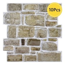 10pcs 3D Faux Stone Self Adhesive Wall Panels Vintage Decor Tiles