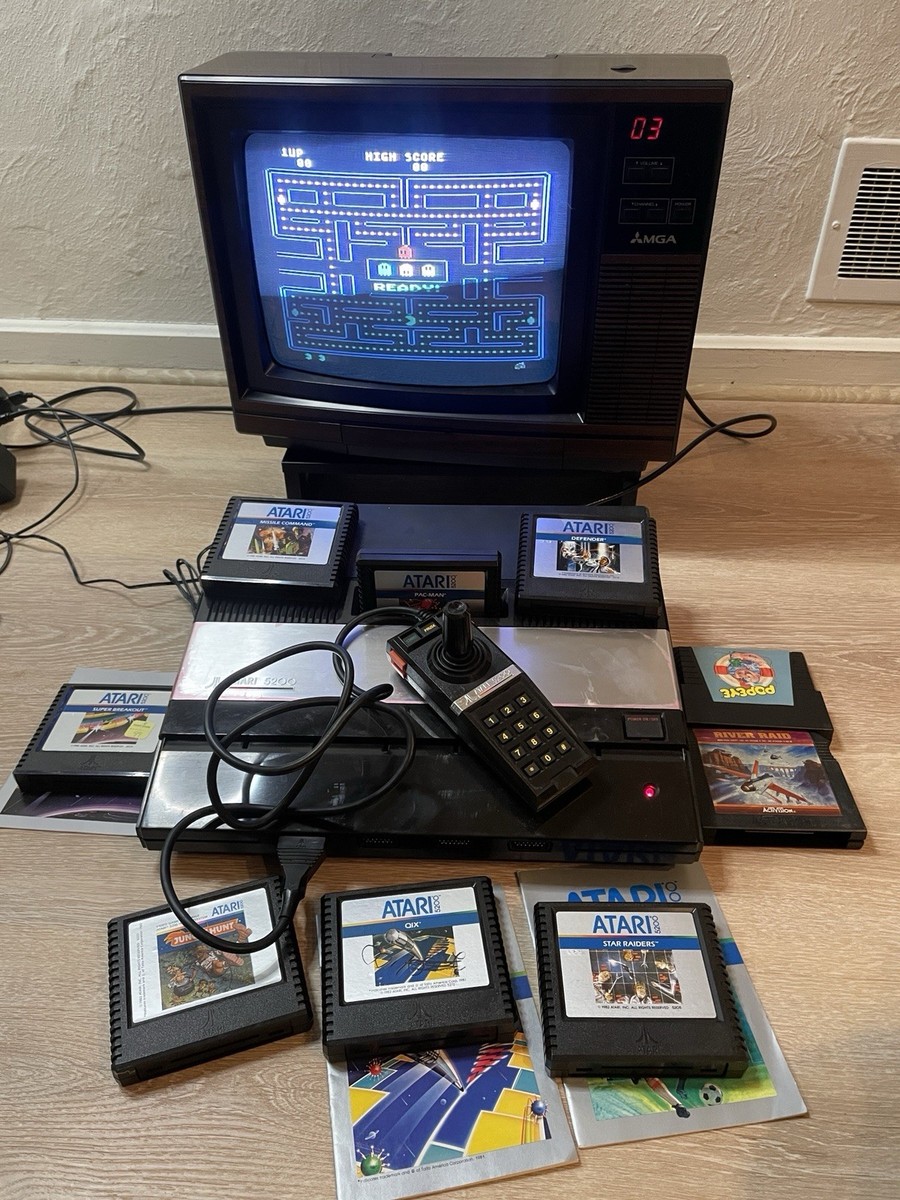 Atari 5200 4 Port Console, Rebuilt Controller, Power Mod, 9 Games