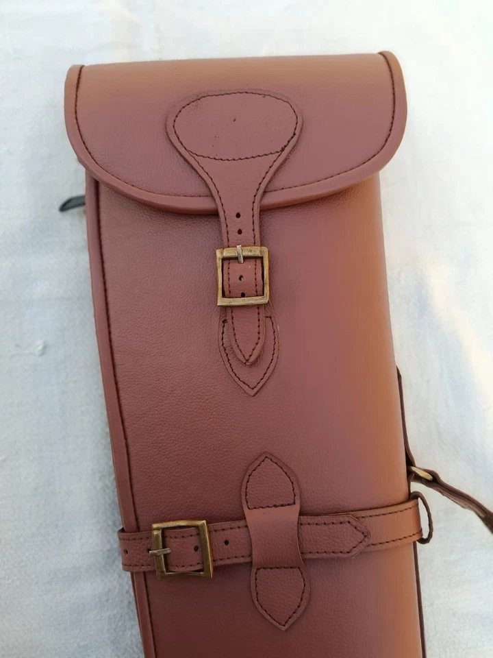 Hunting Shotgun Gun Slip Genuine Leather Rifle bag Case Shooting Padded Carry - Image 2 of 4