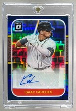 Isaac Paredes 2021 Panini Donruss Optic Pandora Blue Retro 1987 Auto RC /25