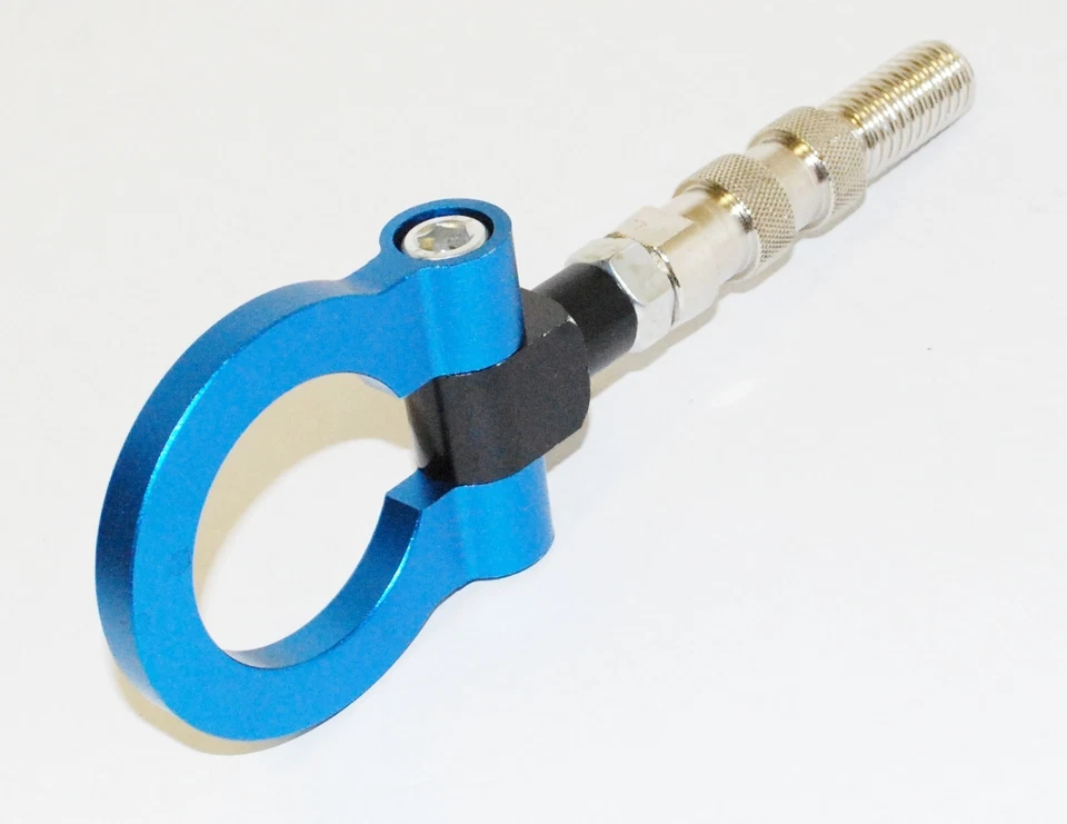 Gancho de remolque de aluminio con tornillo delantero VWGolf GTi Bora Jetta Passat MkIV MkV AZUL Foto 2 de 4