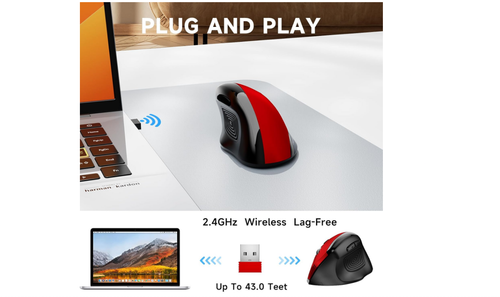 Red Wireless Ergonomic Mouse Memzuoix ***BATTERIES INCLUDED*** - Picture 4 of 13