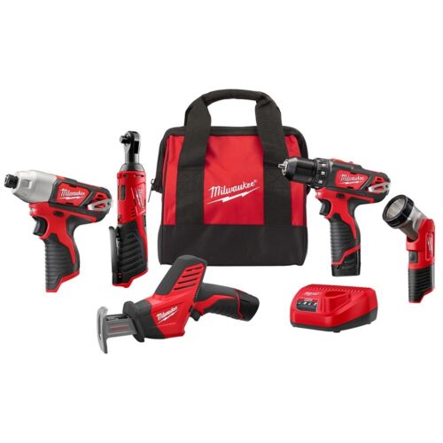 Milwaukee 2498-25 M12 Cordless LITHIUM-ION 5-Tool Combo Kit - Picture 1 of 1