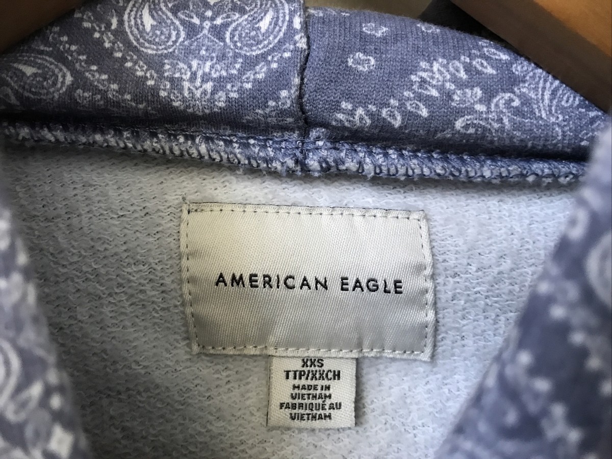 American Eagle Oversized Hoodie Sweatshirt Patchwork Paisley