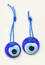 Talisman Evil Eye Blue White Glass Charm Lot of 2