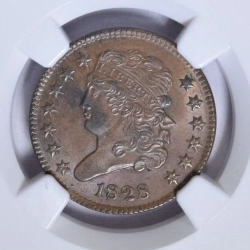 1828 CLASSIC HEAD HALF CENT ~ NICE ORIGINAL NGC MS62 BN! - Image 3 of 4