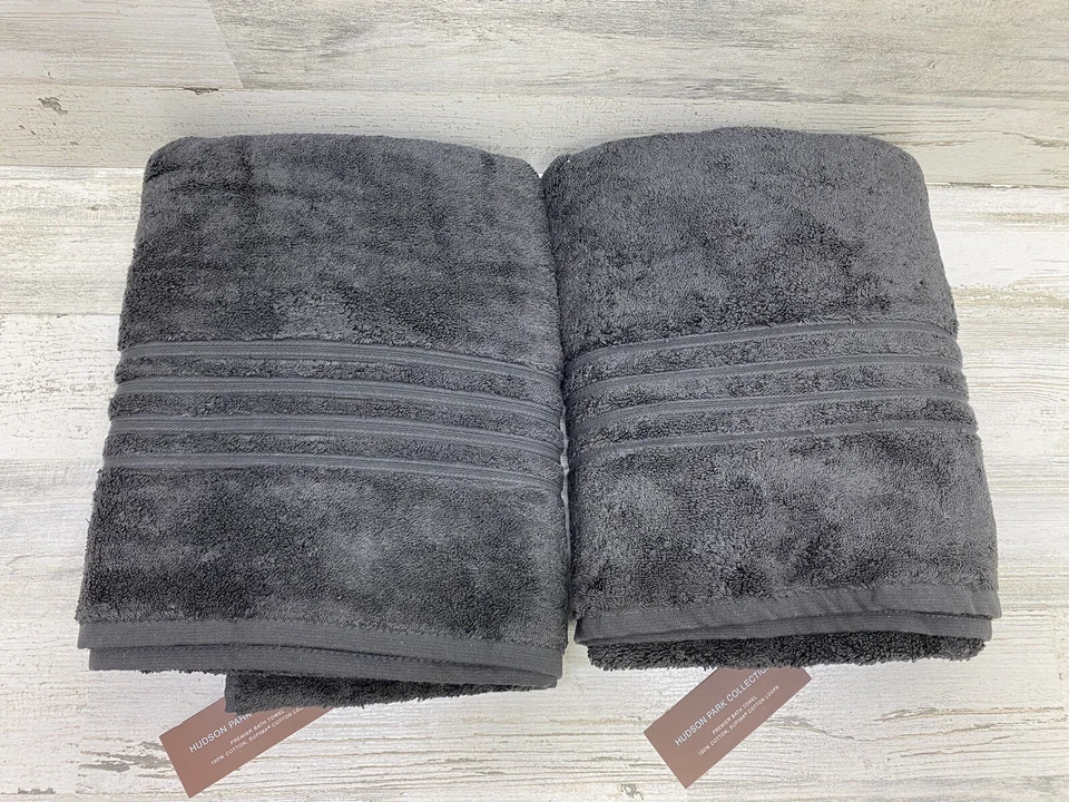 Juego de 2 toallas de baño Hudson Park algodón (2) 30 x 56 carbón nuevas Foto 2 de 4