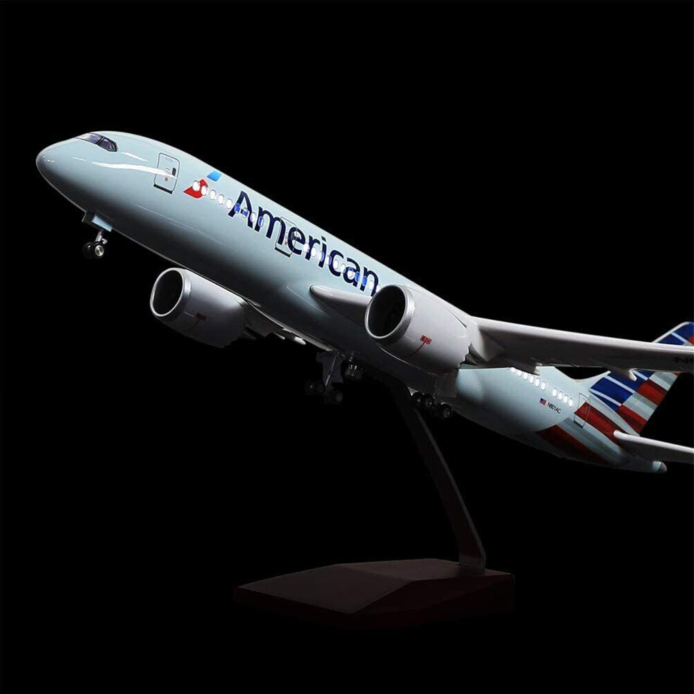 1:130 American Airlines Boeing 787 Airplane Model Ornament W/ LED Light Wheel