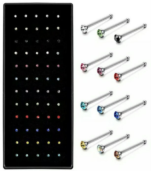 Piercing nasal clou en acier chirurgical droit de 20G pour l'aile du nez et piercing narine