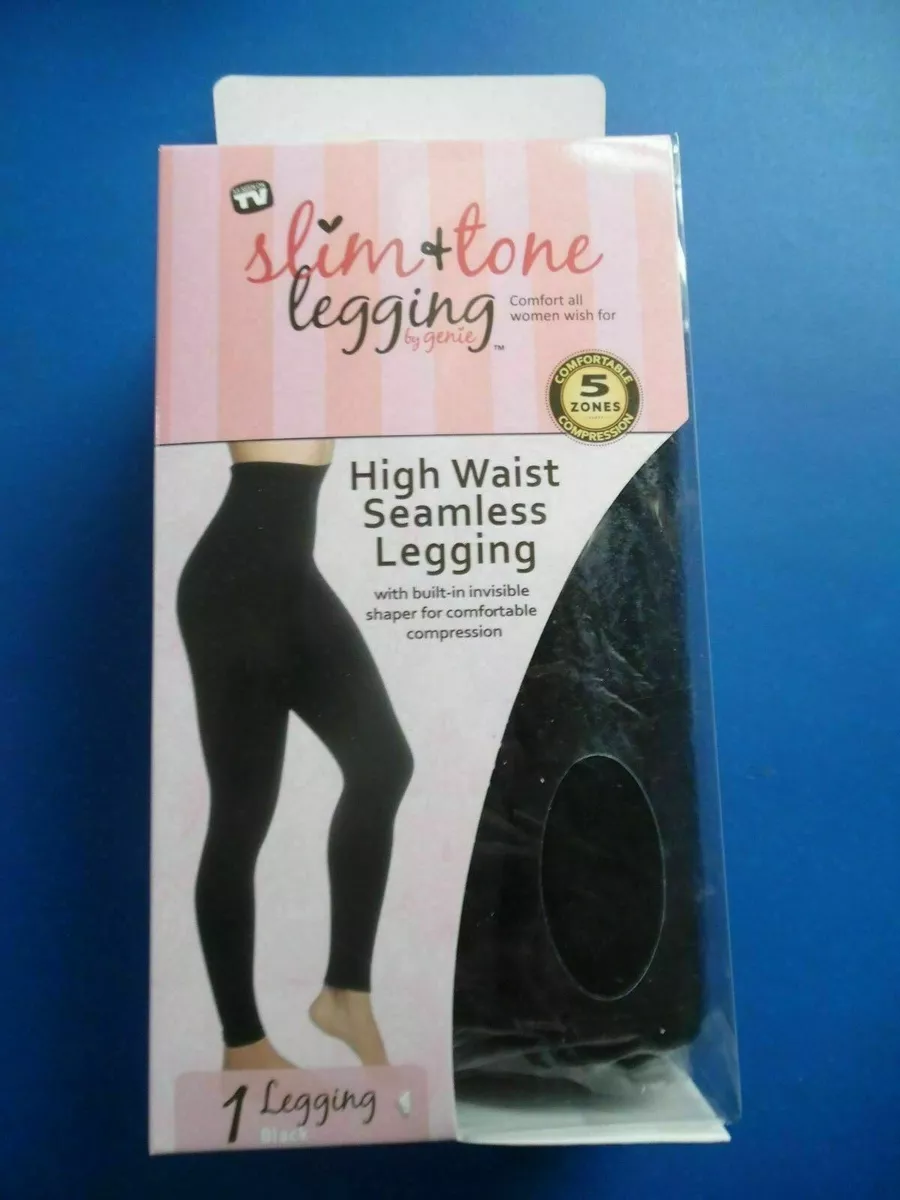 Genie Women's High Waist Seamless Slim & Tone Leggings ~ Black No Box