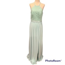 David s bridal Mint long evening dress, lace sleeveless maxi dress. Open back